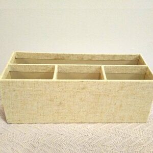 Multi-Compartment Organizational Desk Storage Boxes, Beige Linen